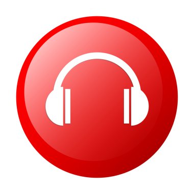 Bouton internet kulaklık kırmızı beyaz arka plan
