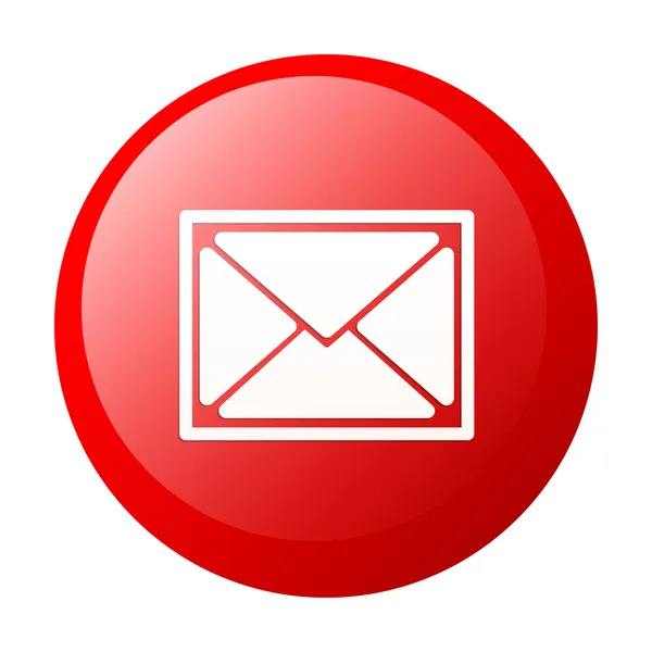 Bouton internet e-mail icona rosso sfondo bianco — Vettoriale Stock