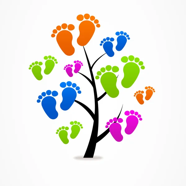Logo podnikání abstraktní strom eco baby stopy — Stockový vektor