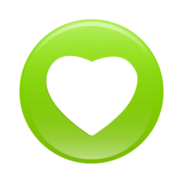 Bouton internet coeur signo icono verde web — Wektor stockowy
