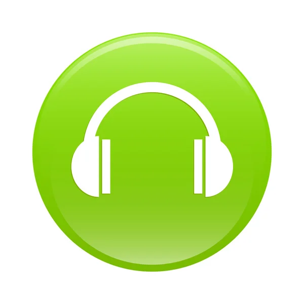 Ikona zelené sluchátko Bouton internetovou — Stockový vektor