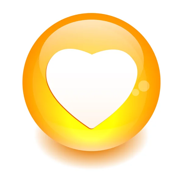 Bouton internet coeur teken pictogram oranje — Stockvector