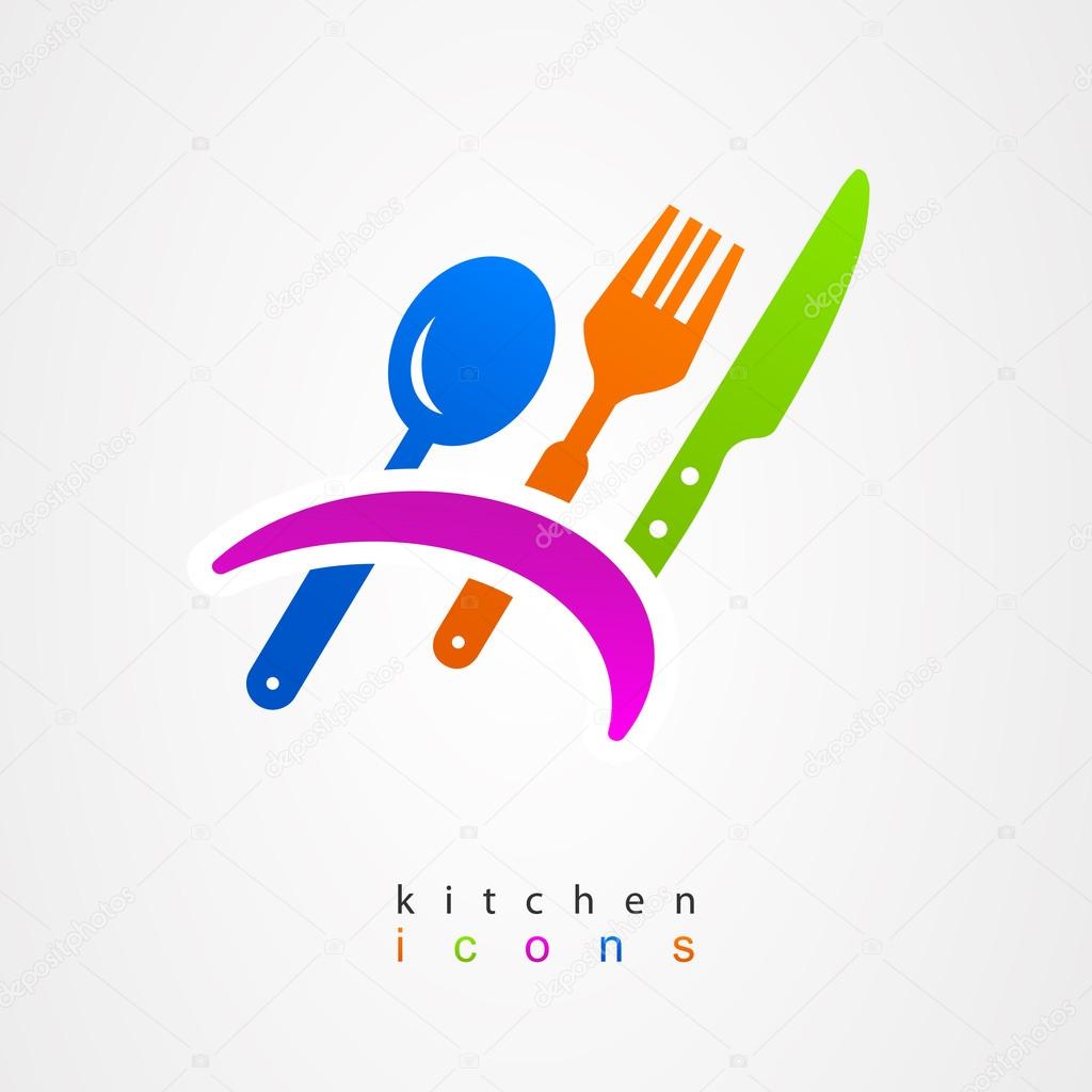 Kitchenware icon fork knife spoon menu sign