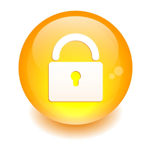 Pulsante icona di sicurezza online arancione — Vettoriale Stock