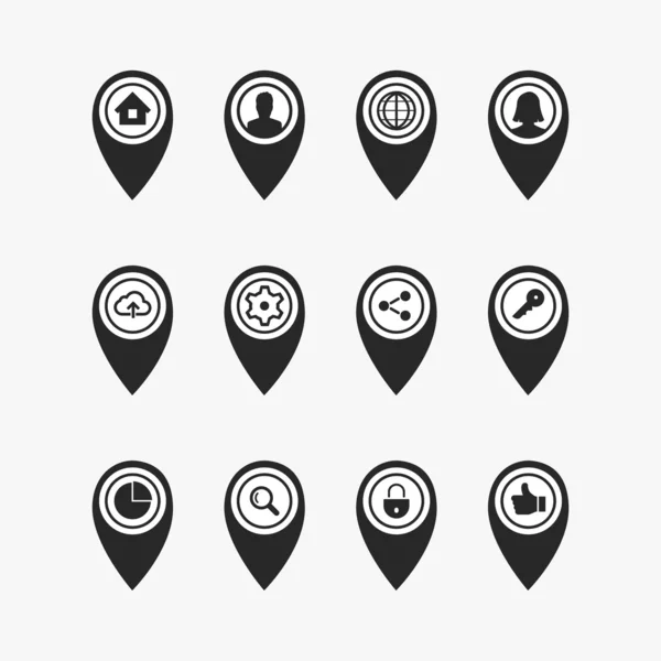 Mapa Ubicación negocio vector iconos signos — Vector de stock