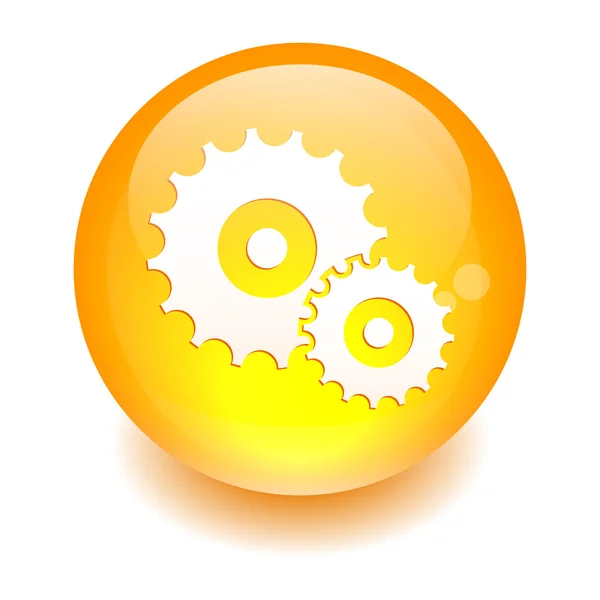 Button settings icon orange — Stock Vector