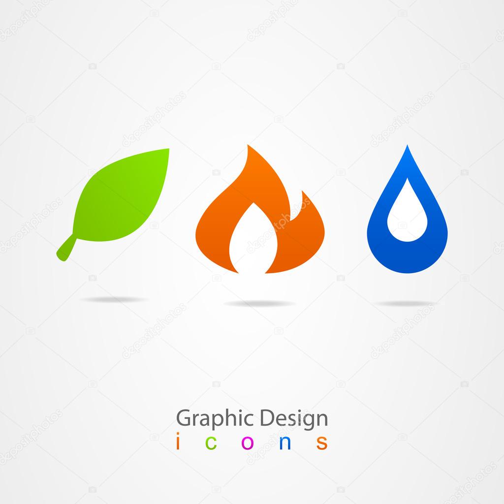 Graphic design drop leaf flame logo icon web