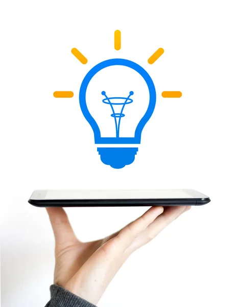 Idé-lampa business tablet — Stockfoto