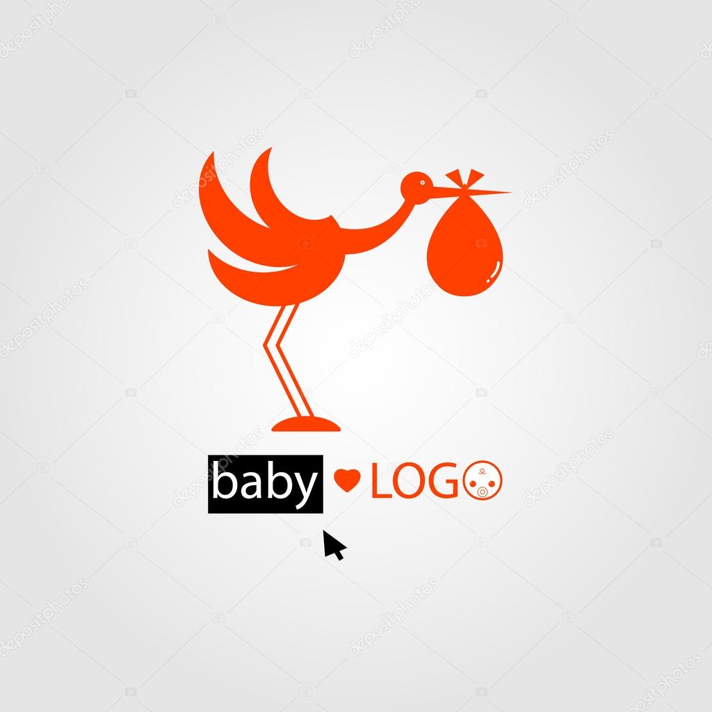 Baby love logo stork
