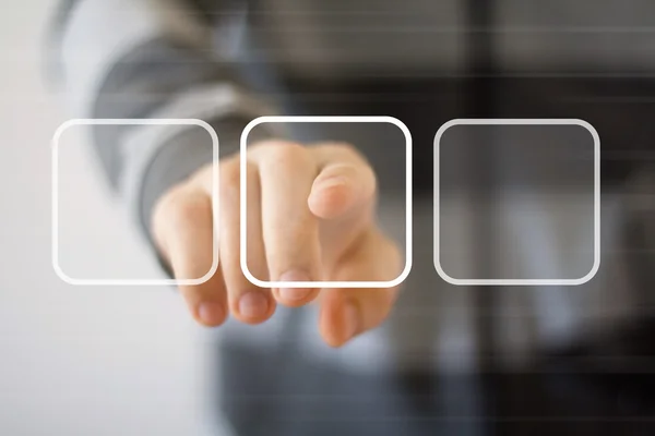 Businessman touching digital interface buttons — Stock Photo, Image