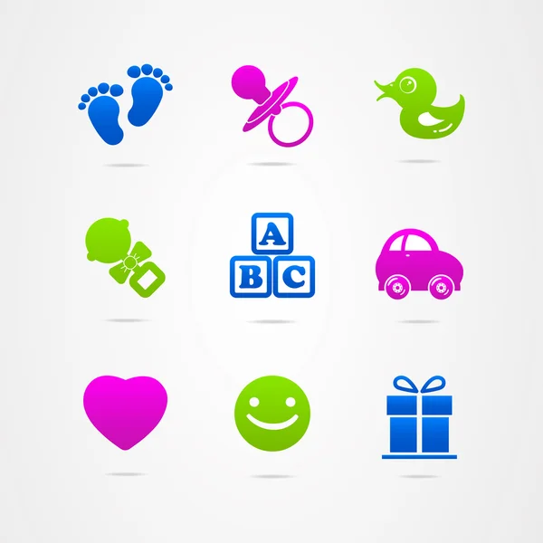 Knop ingesteld baby pictogram kind kind — Stockvector