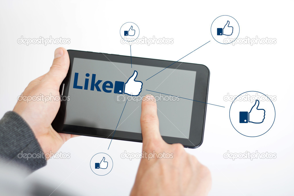 Button like network icon online social media