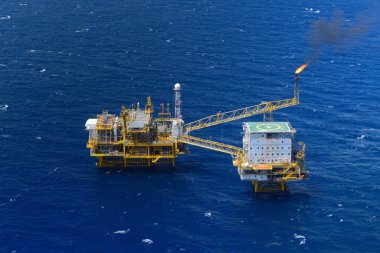 Üstten Görünüm offshore petrol sondaj platformu platformu