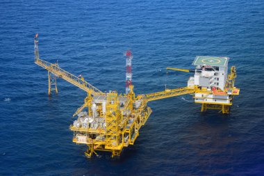 Üstten Görünüm offshore petrol sondaj platformu platformu