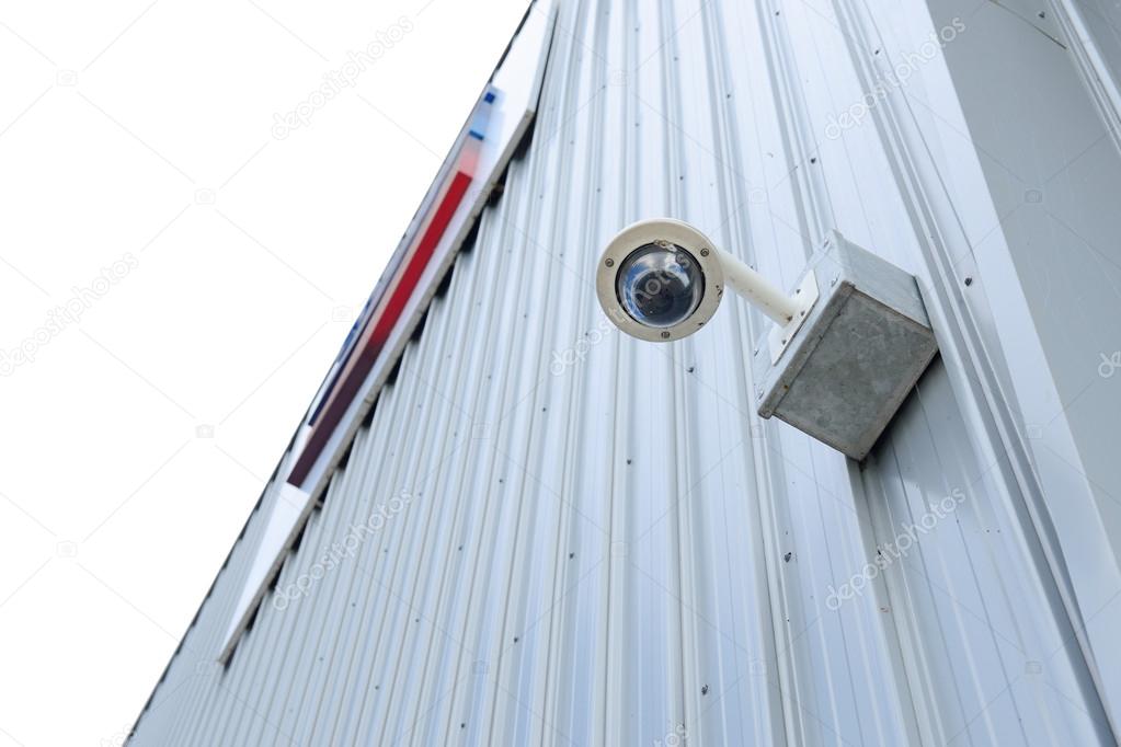 Security camera is install corner outside of building