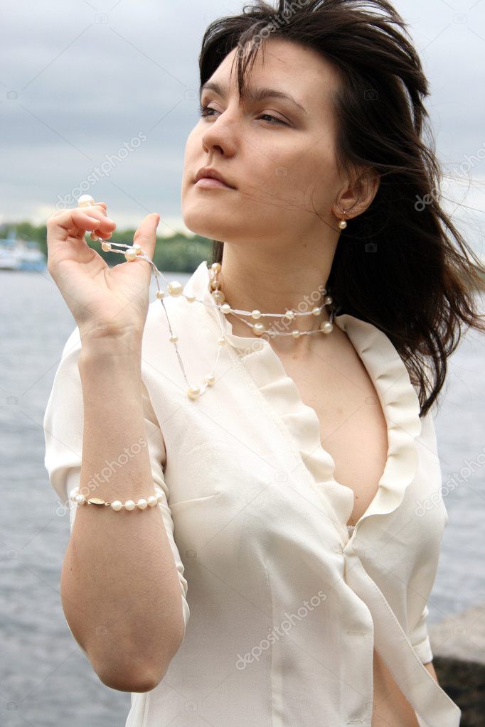 Woman with beads and bracelet