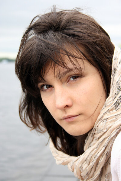 Beautiful serious woman