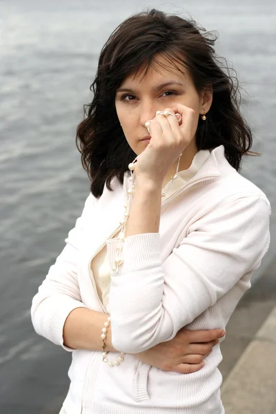 Woman with beads — Stock Photo, Image