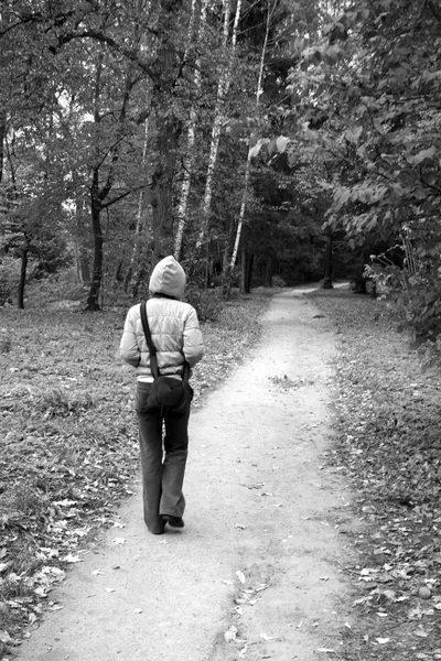 Woman in autumnal park — Stock Photo, Image