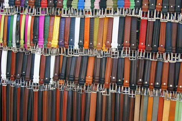 A lot of colorful leather straps — Stock Photo, Image