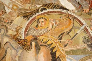 Ancient mosaic battle clipart