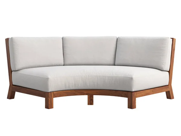Sofa Luar Ruangan Yang Modern Sofa Melengkung Dengan Dasar Kayu — Stok Foto