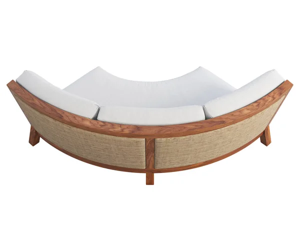 Sofa Luar Ruangan Yang Modern Sofa Melengkung Dengan Dasar Kayu — Stok Foto