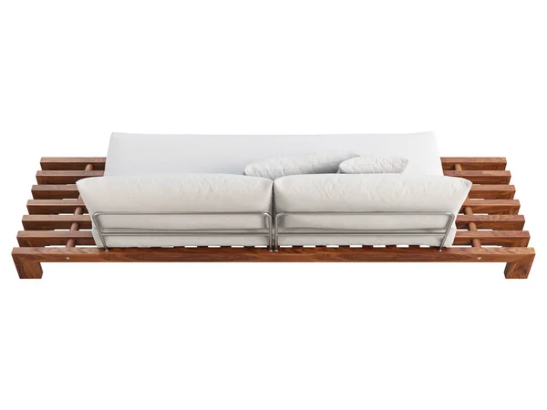 Modern Tiga Kursi Luar Sofa Dengan Dasar Kayu Sofa Kain — Stok Foto
