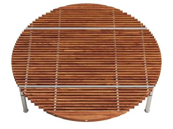 Modern Coffee Table Wood Slats Steel Tube Base White Background — Stock Photo, Image
