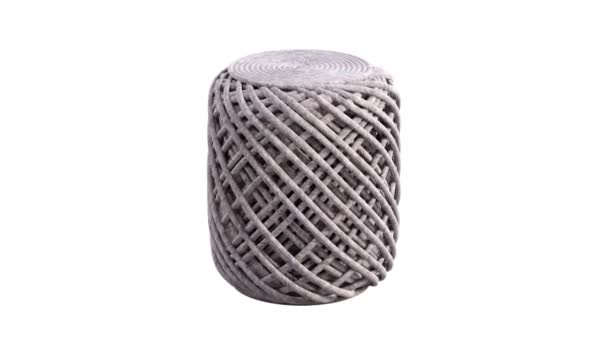 圆柱形圆柱形的圆形动画 有白色背景的厚毛线交叉帽链 手织毛织品 世纪中叶 查莱特 斯堪的纳维亚内陆 3D渲染 — 图库视频影像