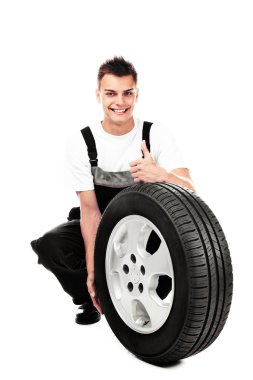 auto makinist araba tekerleği holding