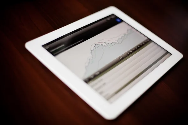 Tablet with financial charts — Stock Photo, Image