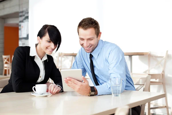 Two business with digital tablet — Stock Photo, Image