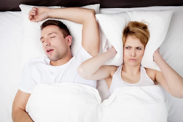 Snoring man problem. — Stock Photo, Image