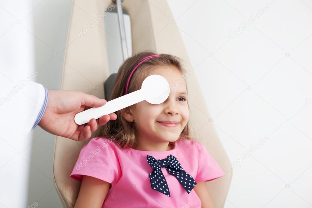 Young girl is having eye exam