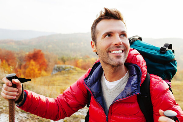 Young man hiking