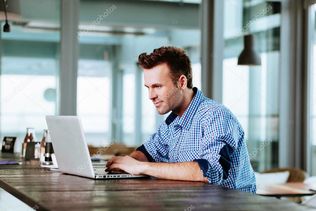 Relaxed professional surfing Internet