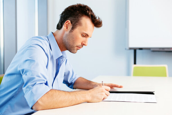 Student taking a written test