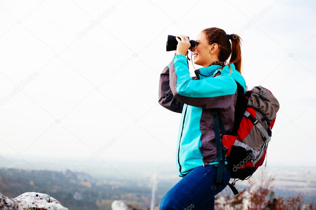 Female hiker admiring the view