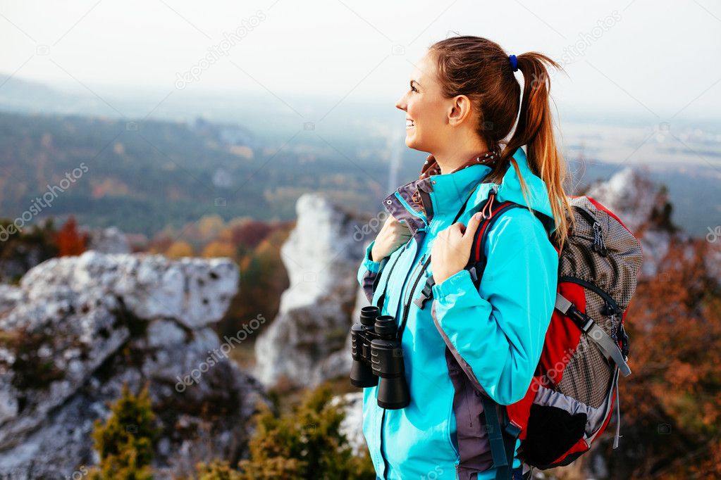 Female hiker looking into the distance