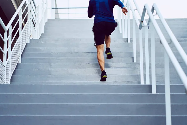 Fitness Health Sport Concept Athletic Man Running Upstairs Stockbild