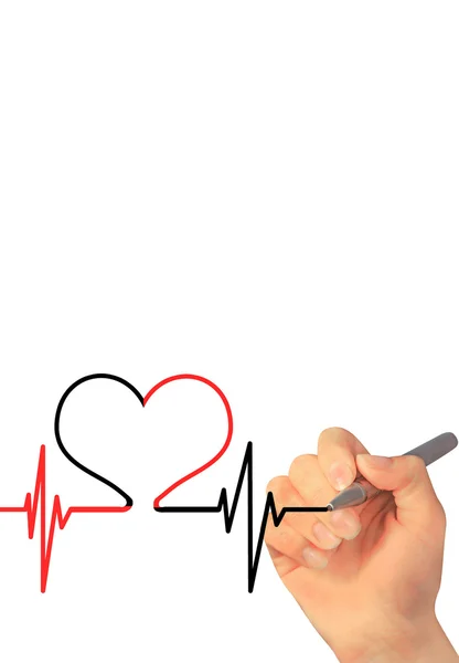Hand tekening hartslag — Stockfoto