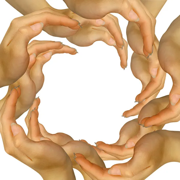 Mãos formando círculo — Fotografia de Stock