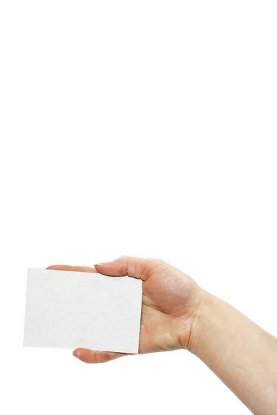 Üres névjegykártyát tartó kéz — Stock Fotó