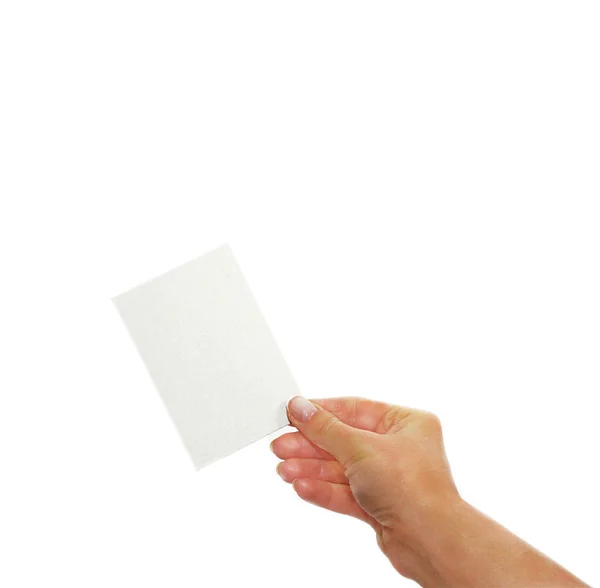 Hand met een blanco visitekaartje — Stockfoto