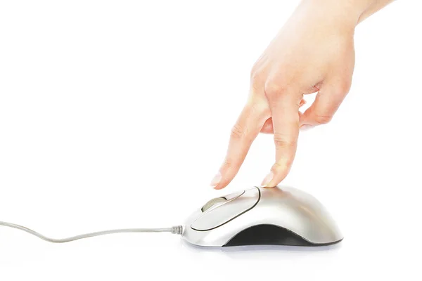 Female hand using mouse — Stock Photo, Image