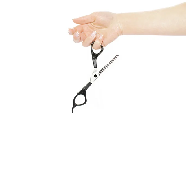 Barber cutting woman's hair — Stock Photo, Image