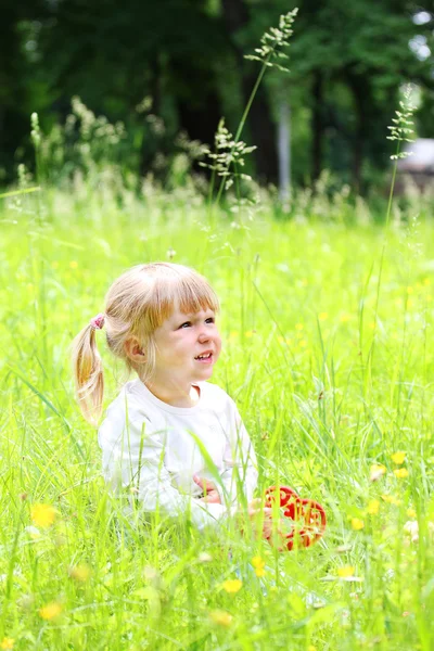 Belle petite fille sur la nature — Photo