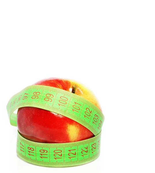Pomme avec ruban à mesurer — Photo