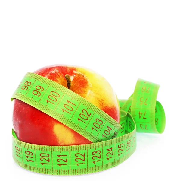 Manzana con cinta métrica — Foto de Stock
